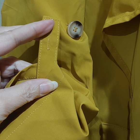 Madison Jacket Mustard Yellow L open Front Roll Tab Sleeve Nautical Lagenlook - Picture 4 of 6